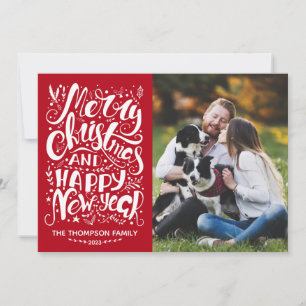 Tarjeta de fotos de Feliz Navidad y Feliz Año Nuev