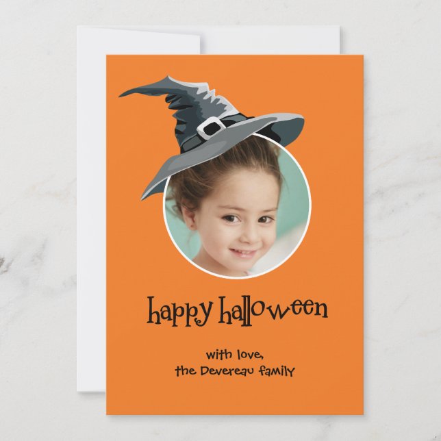 Tarjeta de fotos de Halloween para Gorras de bruja (Anverso)