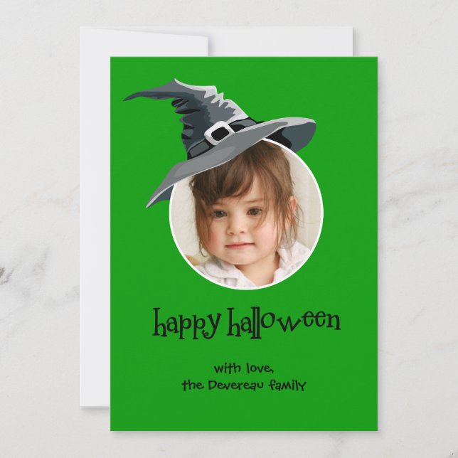 Tarjeta de fotos de Halloween para Gorras de bruja (Anverso)