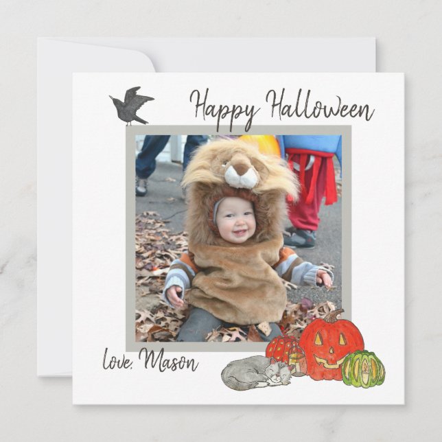 Tarjeta de fotos de Halloween para niños pequeños (Anverso)