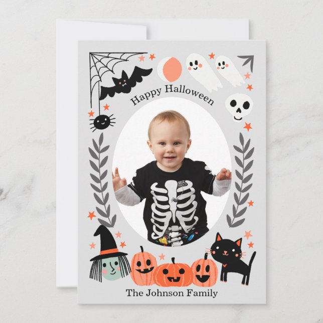 Tarjeta de fotos de Halloween para niños pequeños (Anverso)