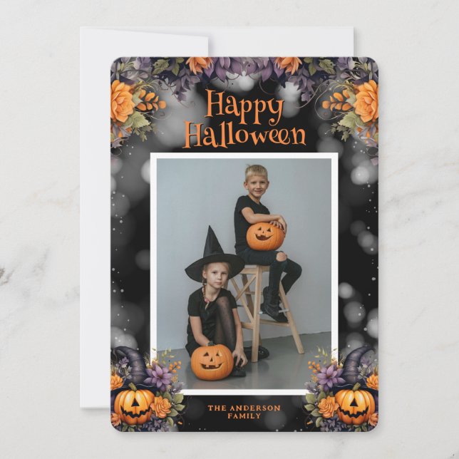 Tarjeta de fotos de Jack O’Lanterns Halloween (Anverso)