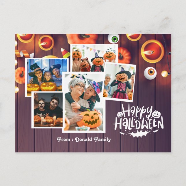 Tarjeta de fotos de la familia Happy Halloween (Anverso)