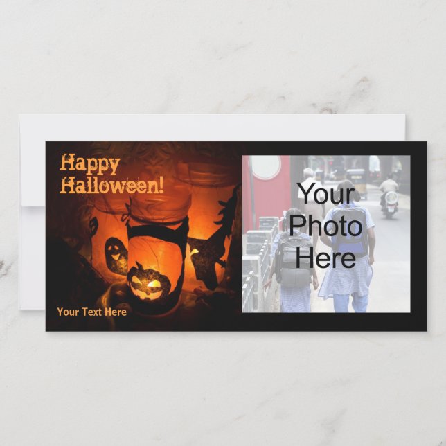 Tarjeta de fotos de la familia Happy Halloween Can (Anverso)