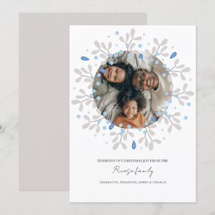 Tarjeta de fotos de la flor azul de navidad