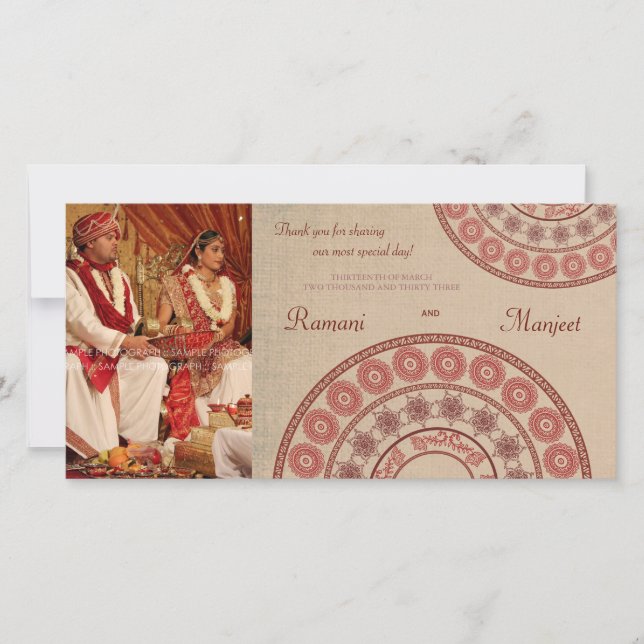 Tarjeta de fotos de la india Henna Boda (Anverso)