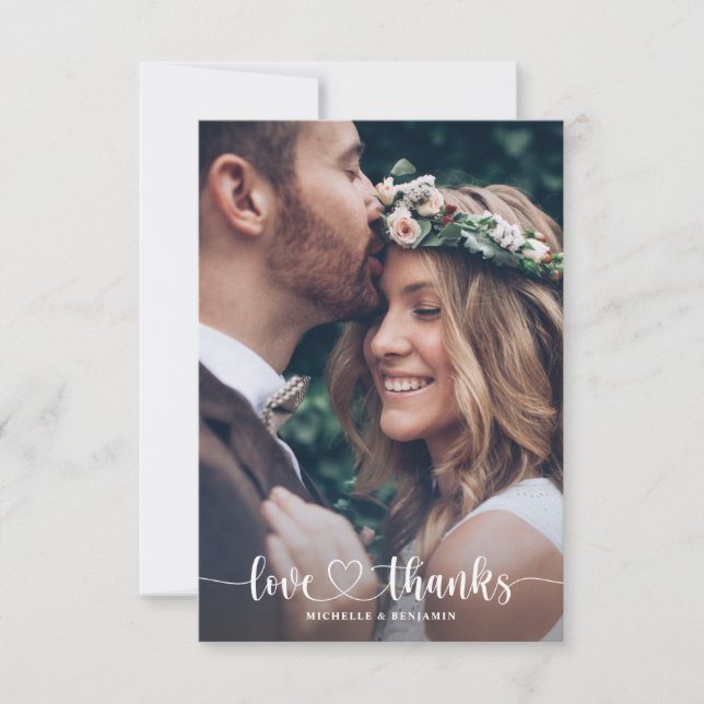 Tarjeta de fotos de la moderna y elegante boda (Anverso)