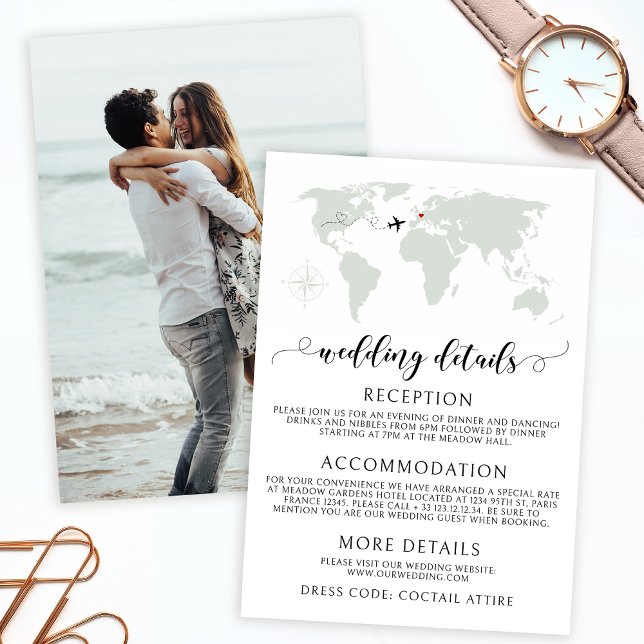 Tarjeta de fotos de los detalles del boda del mapa (Subido por el creador)