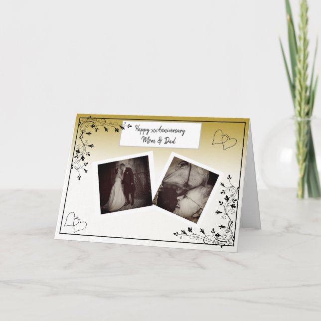 Tarjeta de fotos de mamá y papá de feliz aniversar (Anverso)