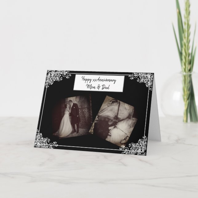 Tarjeta de fotos de mamá y papá de feliz aniversar (Anverso)