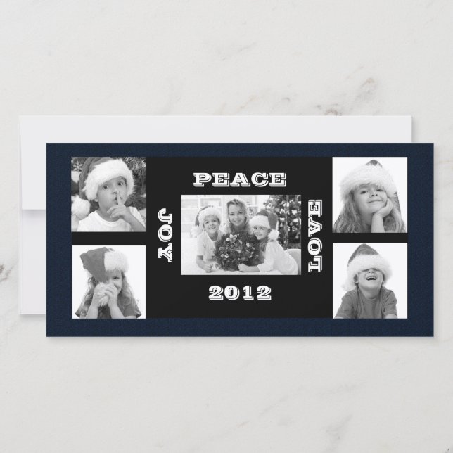 Tarjeta de fotos de Navidad 5 fotos Alegría por la (Anverso)