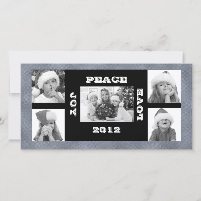 Tarjeta de fotos de Navidad 5 fotos Alegría por la (Anverso)