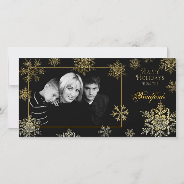 Tarjeta de fotos de Navidad - Copos de nieve (Anverso)