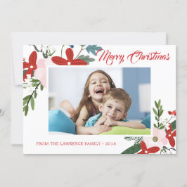 Tarjeta de fotos de navidad de flor rosa rosado mo