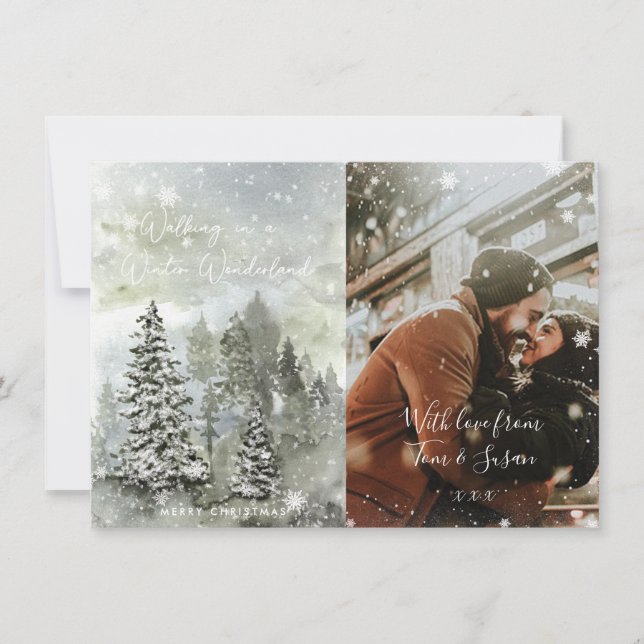tarjeta de fotos de navidad de invierno con navida (Anverso)