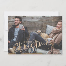 tarjeta de fotos de navidad navideña faux gold