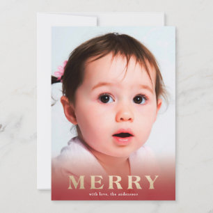 Tarjeta de fotos de oro roja superpuesta negrita M