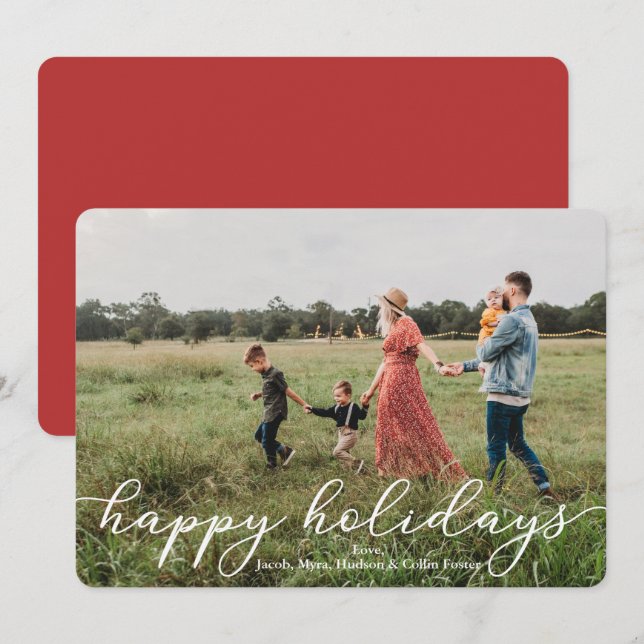 Tarjeta de fotos de vacaciones felices con script (Anverso / Reverso)