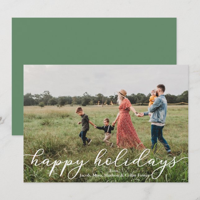 Tarjeta de fotos de vacaciones felices con script (Anverso / Reverso)