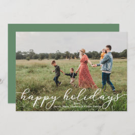 Tarjeta de fotos de vacaciones felices con script