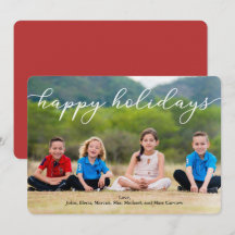 Tarjeta de fotos de vacaciones felices con script