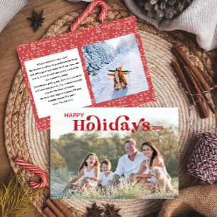 Tarjeta de fotos de vacaciones felices - Rojo