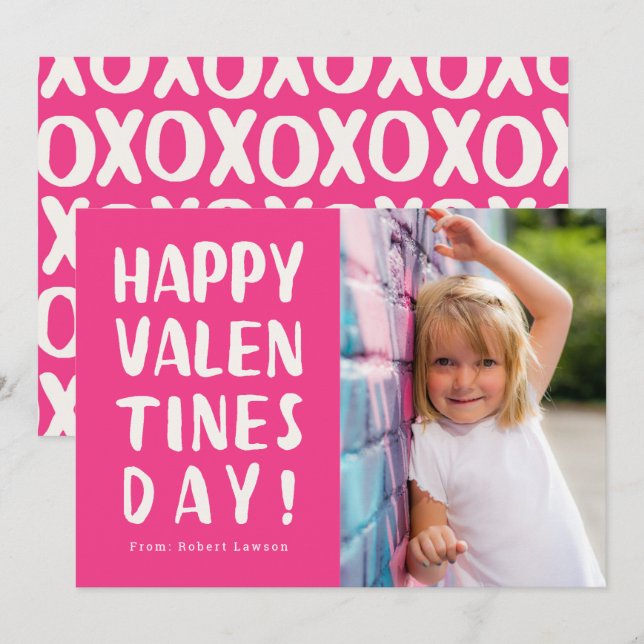 Tarjeta de fotos del Día de San Valentín Rosa Negr (Anverso / Reverso)