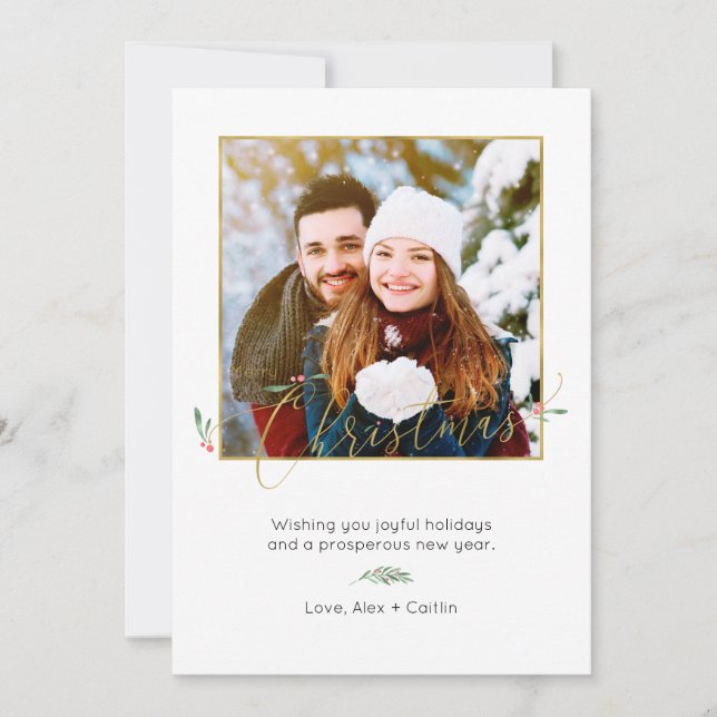 Tarjeta de fotos elegante de navidad minimalista (Anverso)