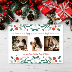 Tarjeta de fotos Holiday holly ivy berry 3 para na
