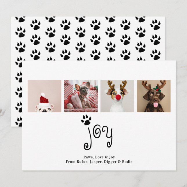 Tarjeta de fotos Joy Dog Navidades 4 (Anverso / Reverso)