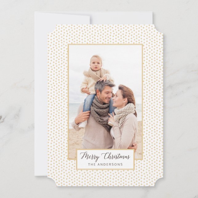 Tarjeta de fotos moderna Gold Elegance Merry Chris (Anverso)