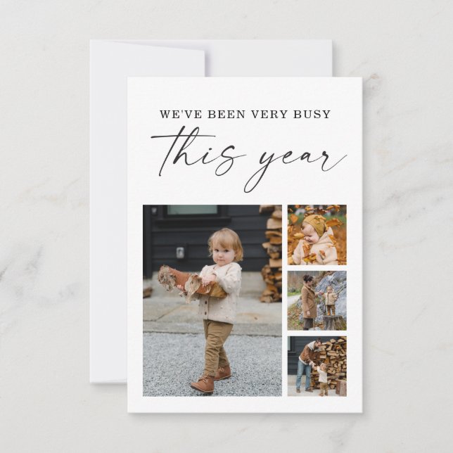 Tarjeta de fotos modernas de Navidades mínimos (Anverso)