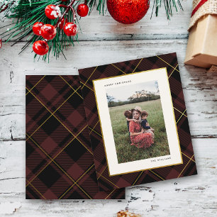 Tarjeta de fotos navideña Budget Gold & Dark Red T