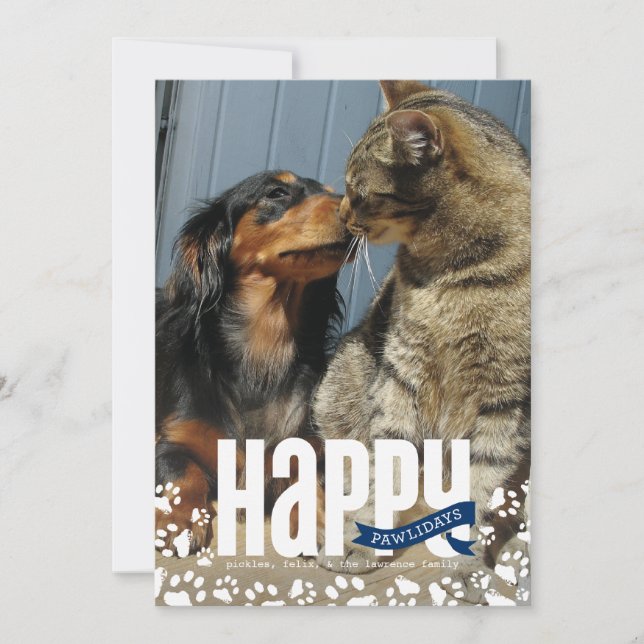 Tarjeta de fotos navideña de feliz Mascota Pawlida (Anverso)