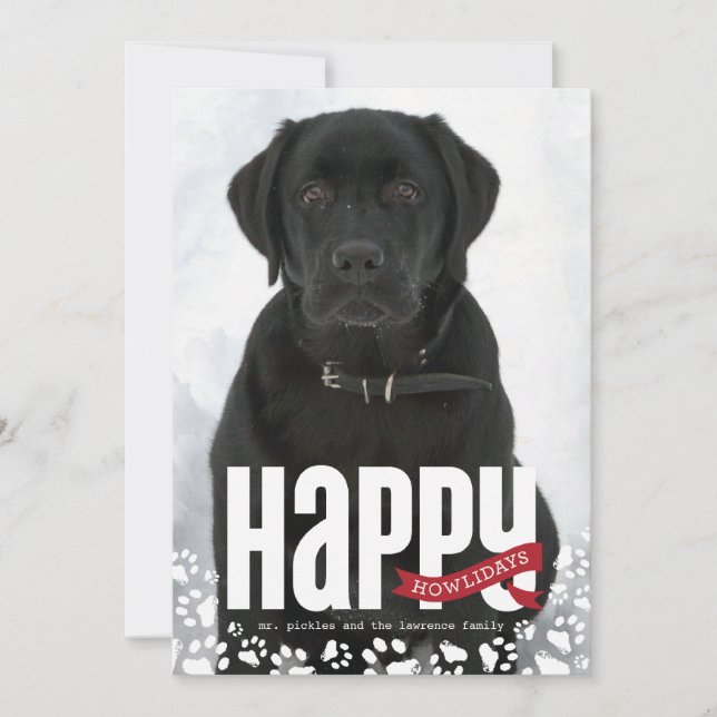 Tarjeta de fotos navideña feliz de los Mascotas de (Anverso)