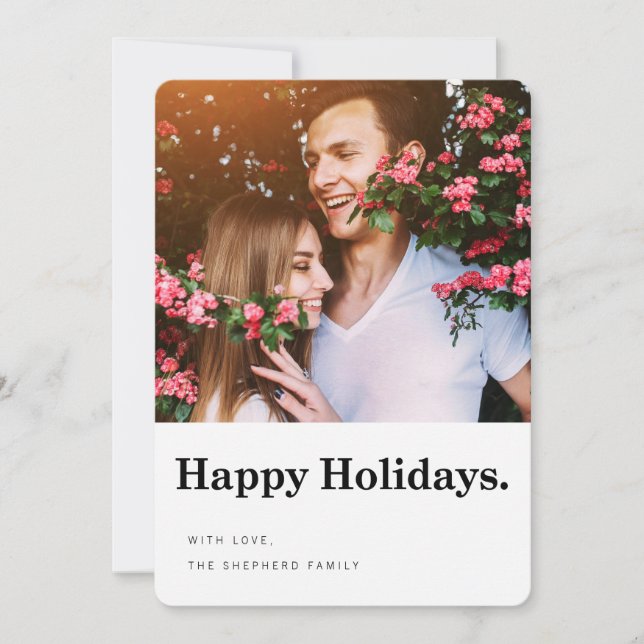 Tarjeta de fotos navideñas contemporáneas Happy Ho (Anverso)
