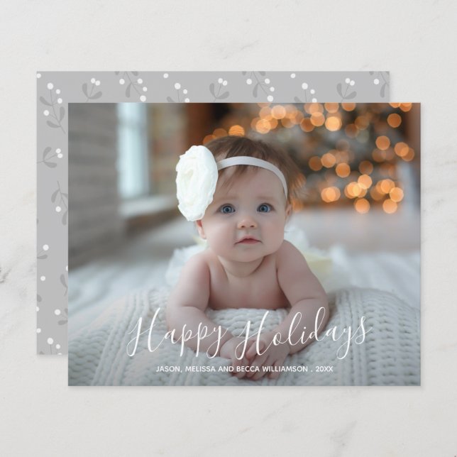 Tarjeta de fotos navideñas de Budget Happy Holiday (Anverso / Reverso)