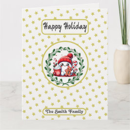 Tarjeta de fotos navideñas Happy Holidays Gold Sta