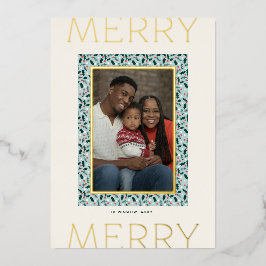 Tarjeta de Fotos Navideñas Merry Holly Days (Dorad