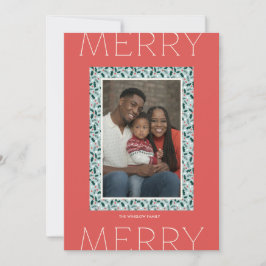 Tarjeta de Fotos Navideñas Merry Holly Days (Rojo)