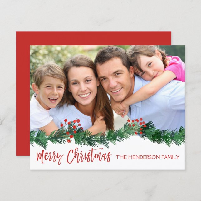 Tarjeta de fotos para Navidad de Budget Merry (Anverso / Reverso)