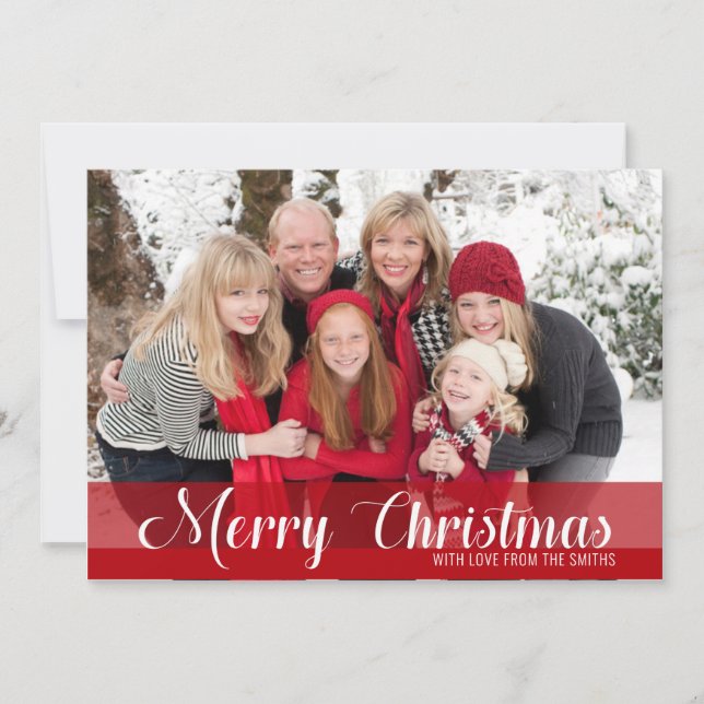 Tarjeta de fotos roja de navidad (Anverso)