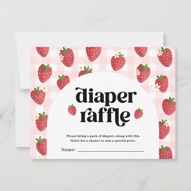 Tarjeta de fresa Baby Shower Diaper Raffle (Anverso)
