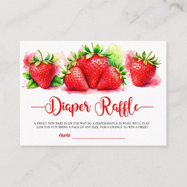 Tarjeta de fresa Baby Shower Diaper Raffle (Anverso)