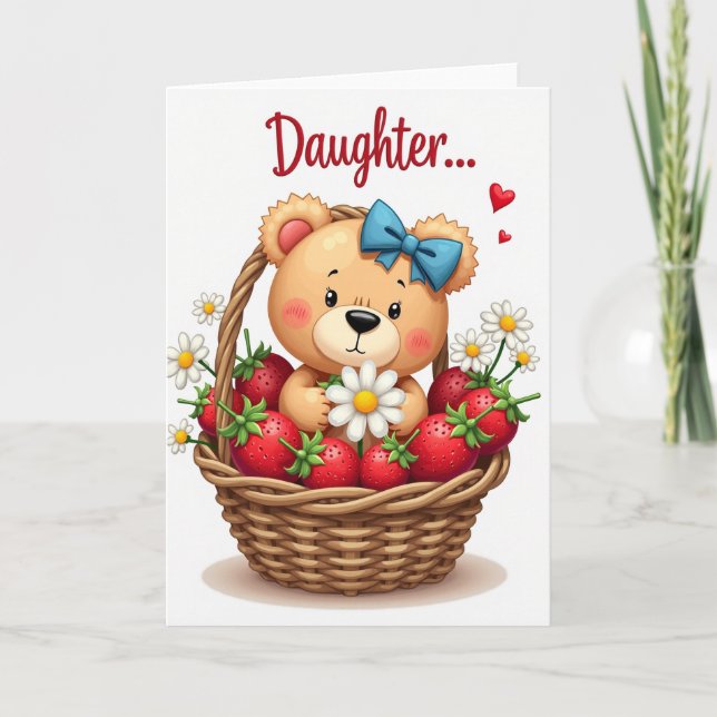 Tarjeta de Fresas Dulce Hija (Anverso)