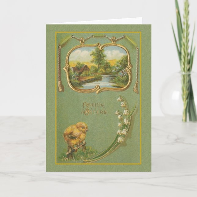 Tarjeta de Fröhliche Ostern pascua del alemán del (Anverso)