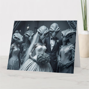 TARJETA DE FUNNY ALIEN SCI-FI BODA FGRATULATION