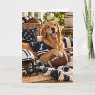 Tarjeta de fútbol día de partido de Golden Retriev