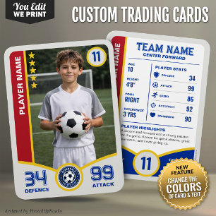 Tarjeta de fútbol personalizada con colores de equ