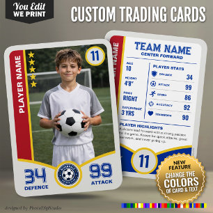 Tarjeta de fútbol personalizada con colores de equ